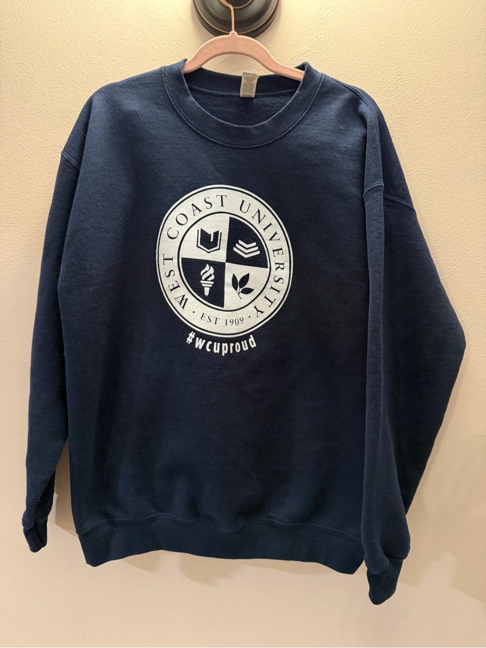 West Coast University WCU Proud Navy Blue Graphic Crewneck Sweatshirt Gildan L